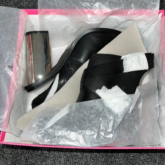 Chinese Laundry Womens Booties Remi Mirror Heeled Black Silver Party Size 9 - Picture 12 of 15